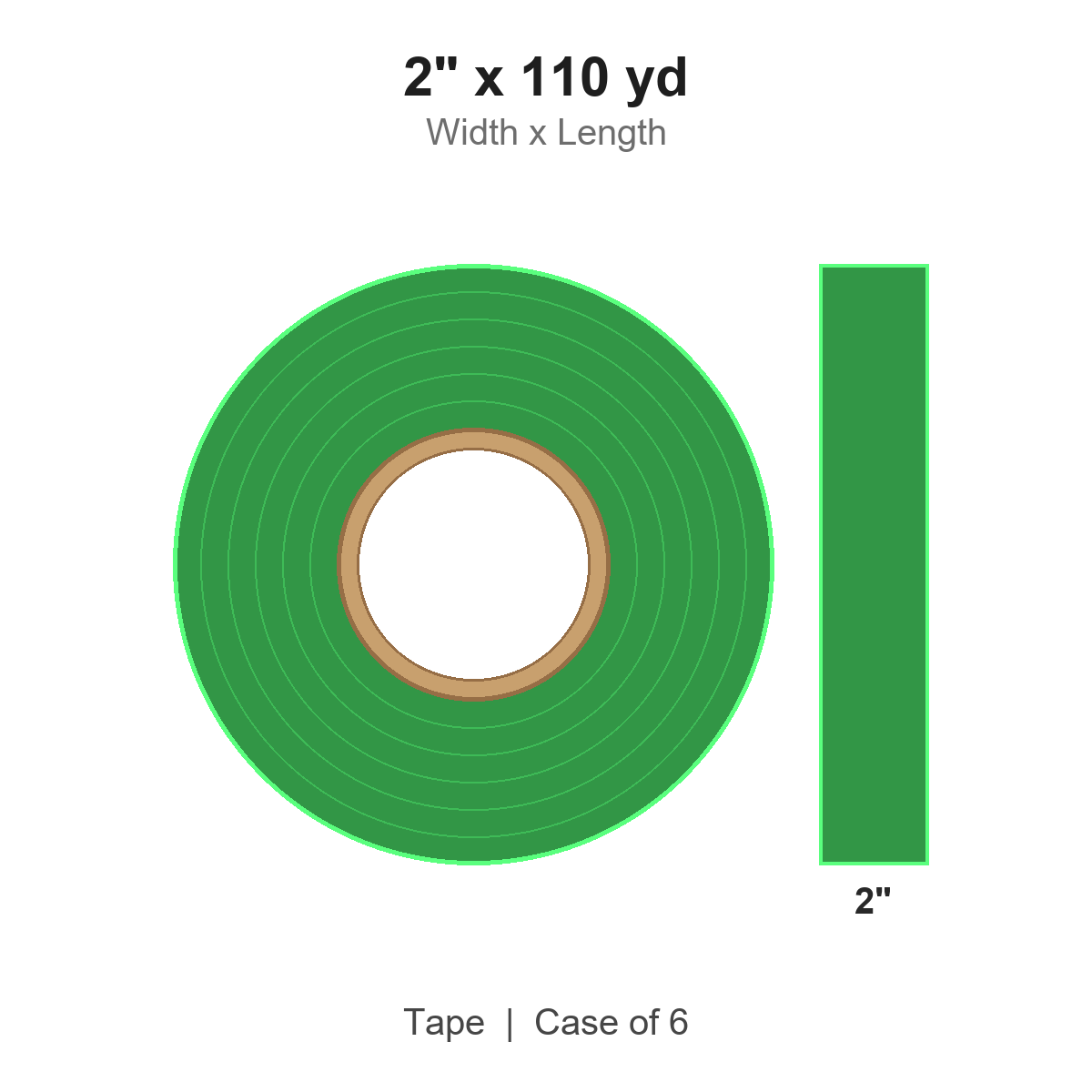 2" x 110 yd Green Carton Sealing Tape