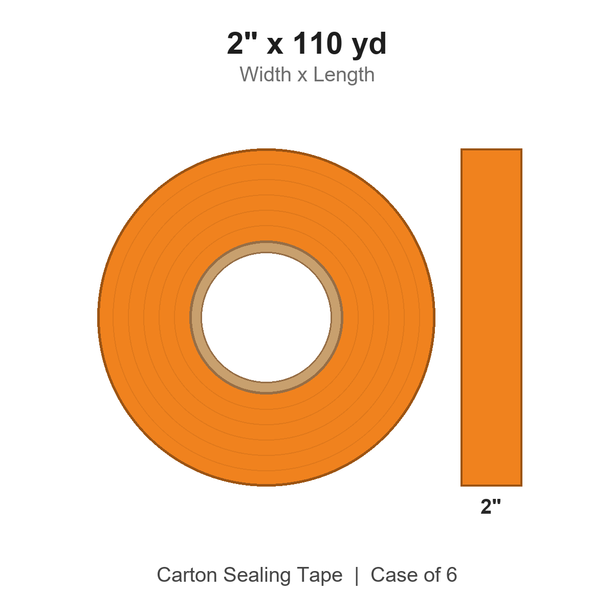 2" x 110 yd Orange Carton Sealing Tape