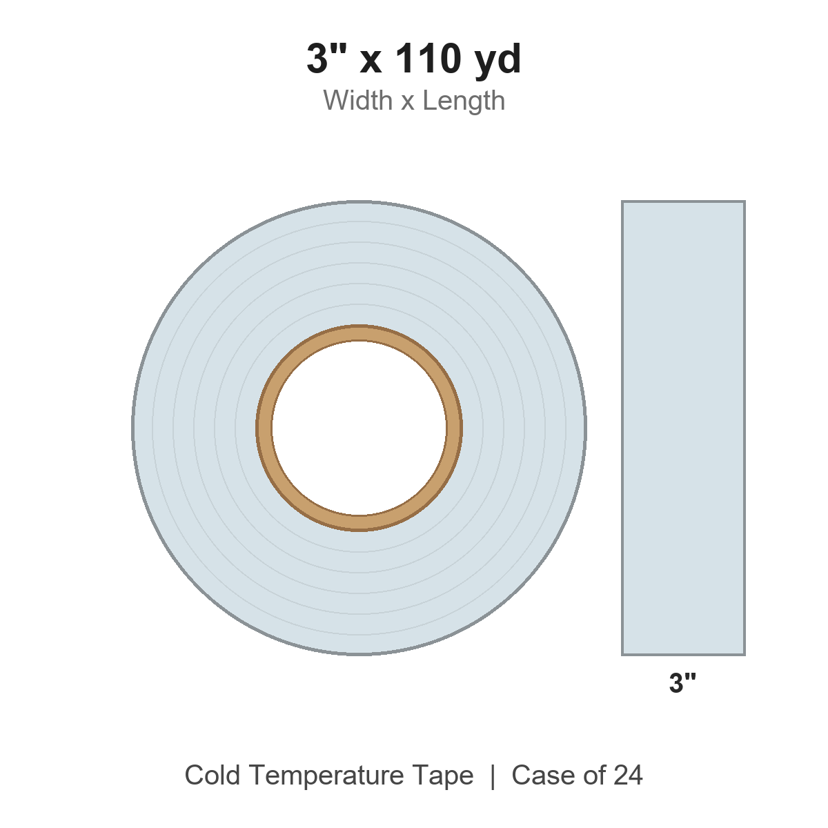 3" x 110 yd Clear Cold Temperature Tape