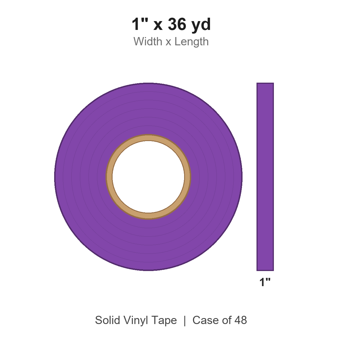 1" x 36 yd Purple Solid Vinyl Tape