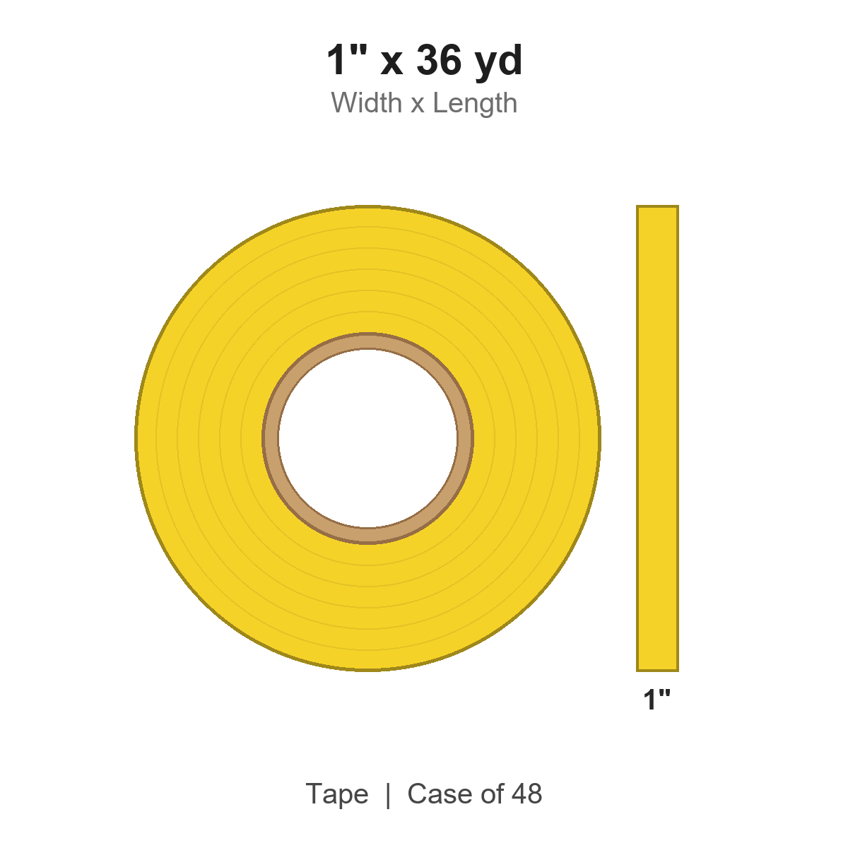 1" x 36 yd Yellow Solid Vinyl Tape