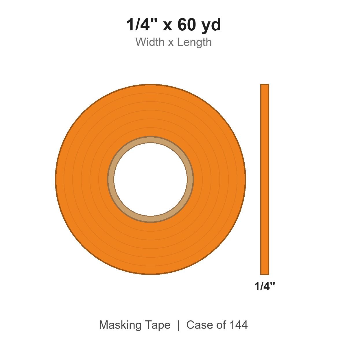 1/4" x 60 yd Orange Masking Tape