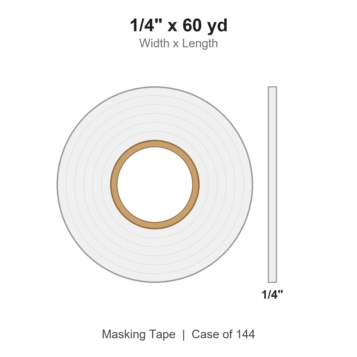 1/4" x 60 yd White Masking Tape