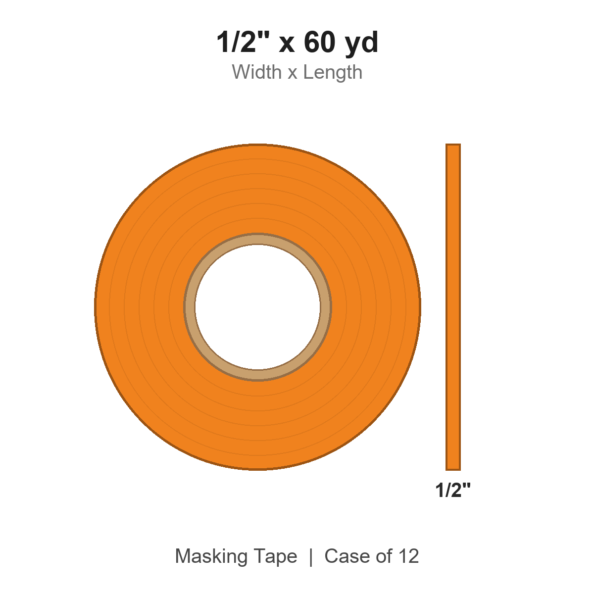 1/2" x 60 yd Orange Masking Tape