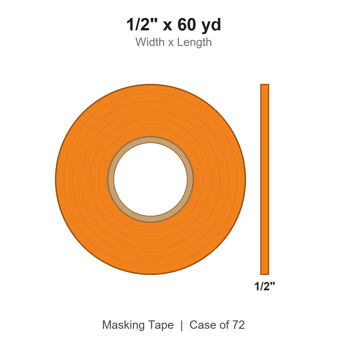 1/2" x 60 yd Orange Masking Tape