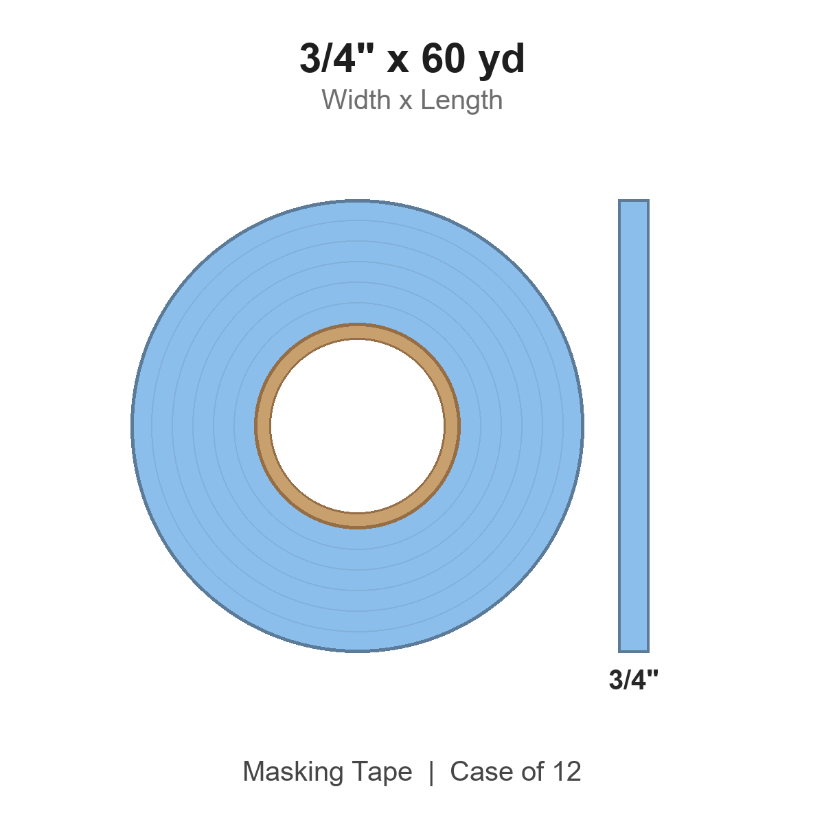 3/4" x 60 yd Light Blue Masking Tape