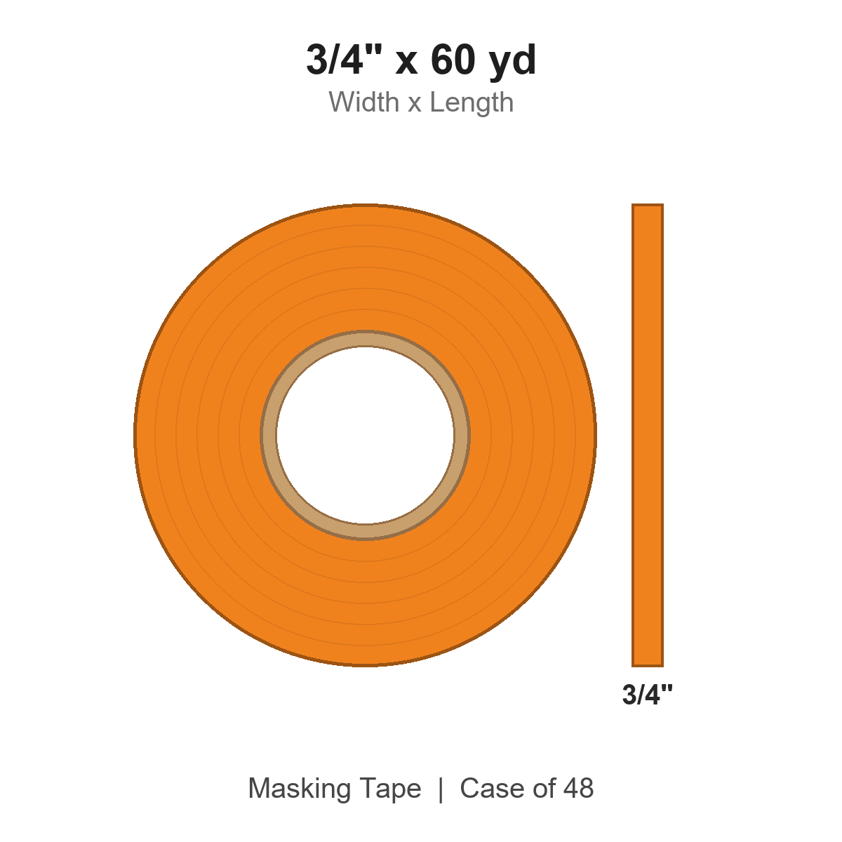 3/4" x 60 yd Orange Masking Tape