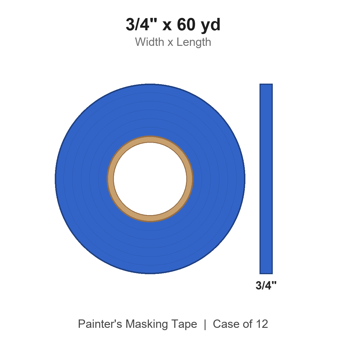 3/4" x 60 yd Blue Painter's Masking Tape