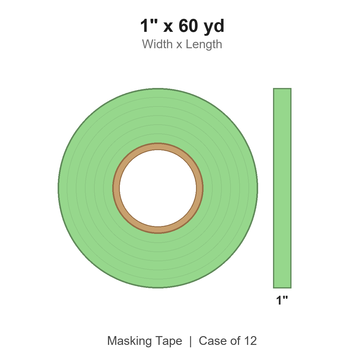 1" x 60 yd Light Green Masking Tape