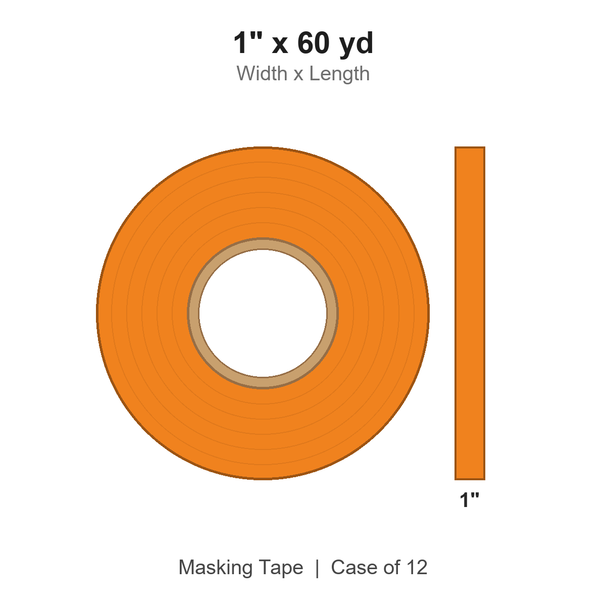 1" x 60 yd Orange Masking Tape
