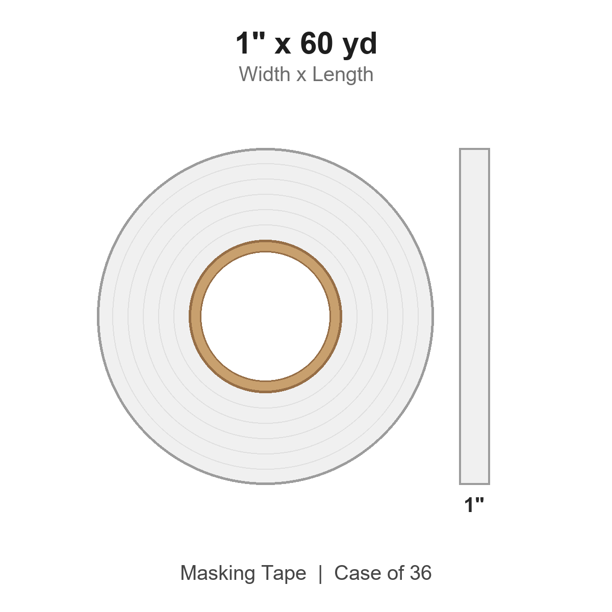 1" x 60 yd White Masking Tape