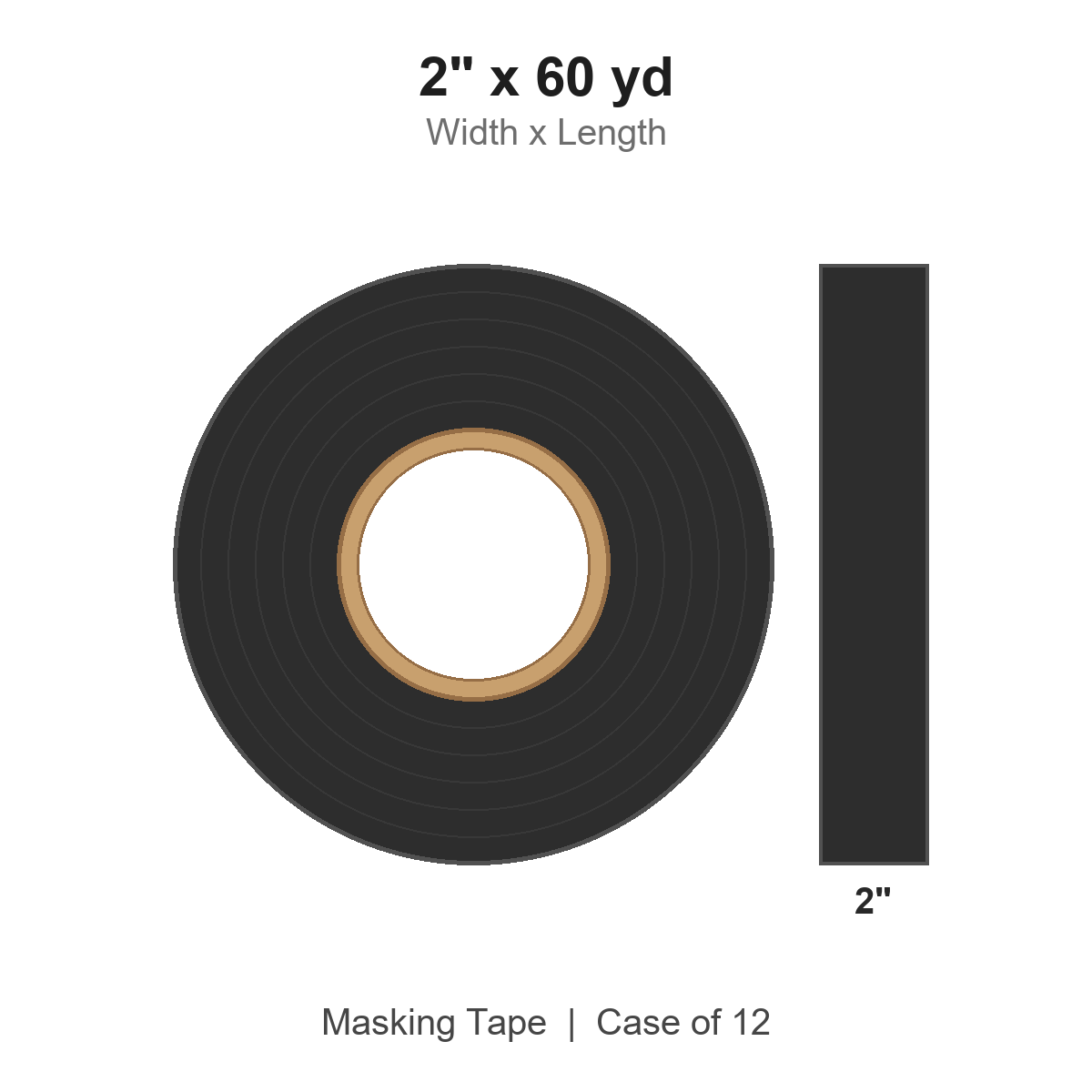 2" x 60 yd Black Masking Tape