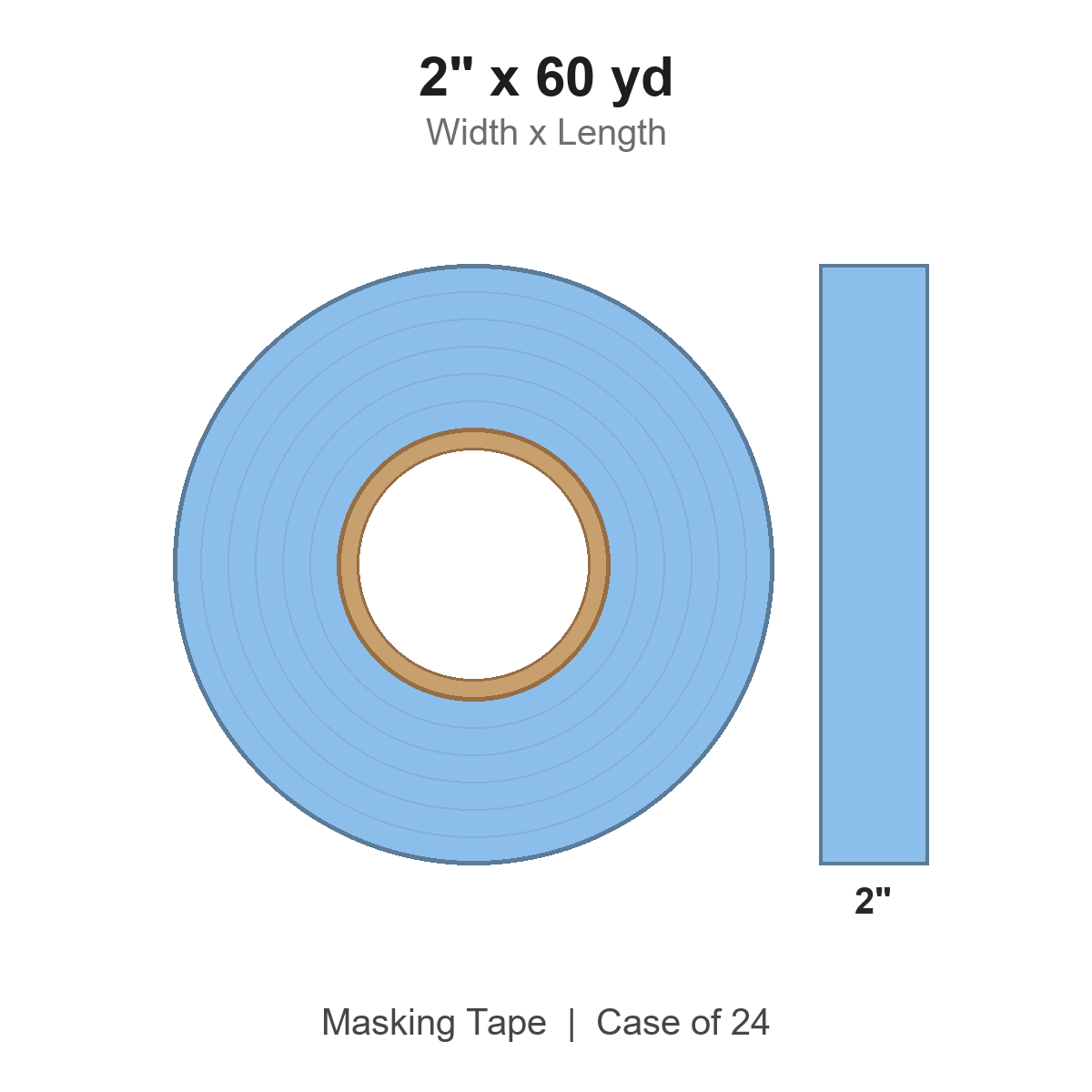 2" x 60 yd Light Blue Masking Tape