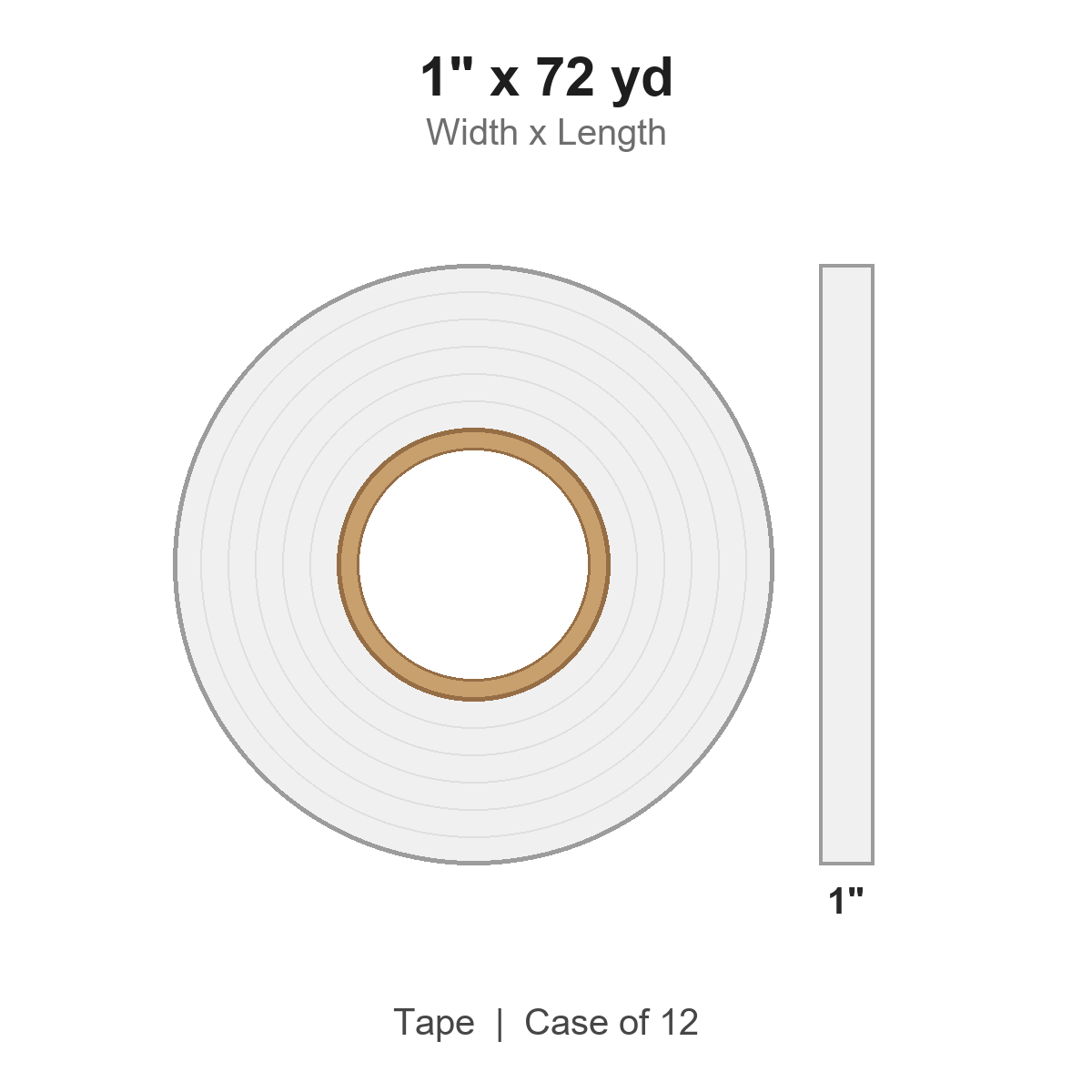 1" x 72 yd White Double Sided Foam Tape