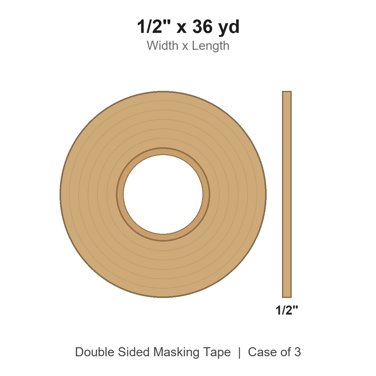 1/2" x 36 yd Double Sided Masking Tape