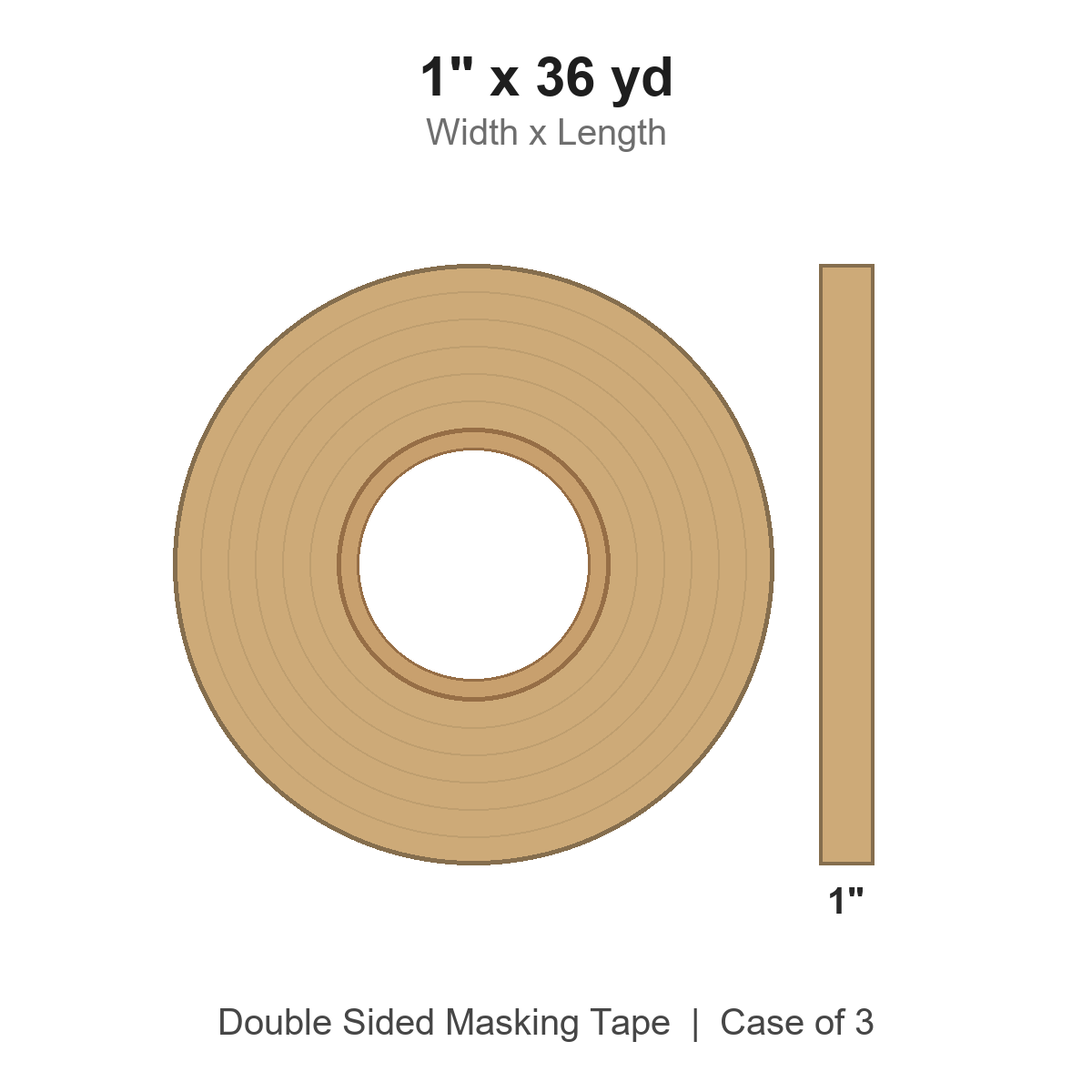 1" x 36 yd Double Sided Masking Tape