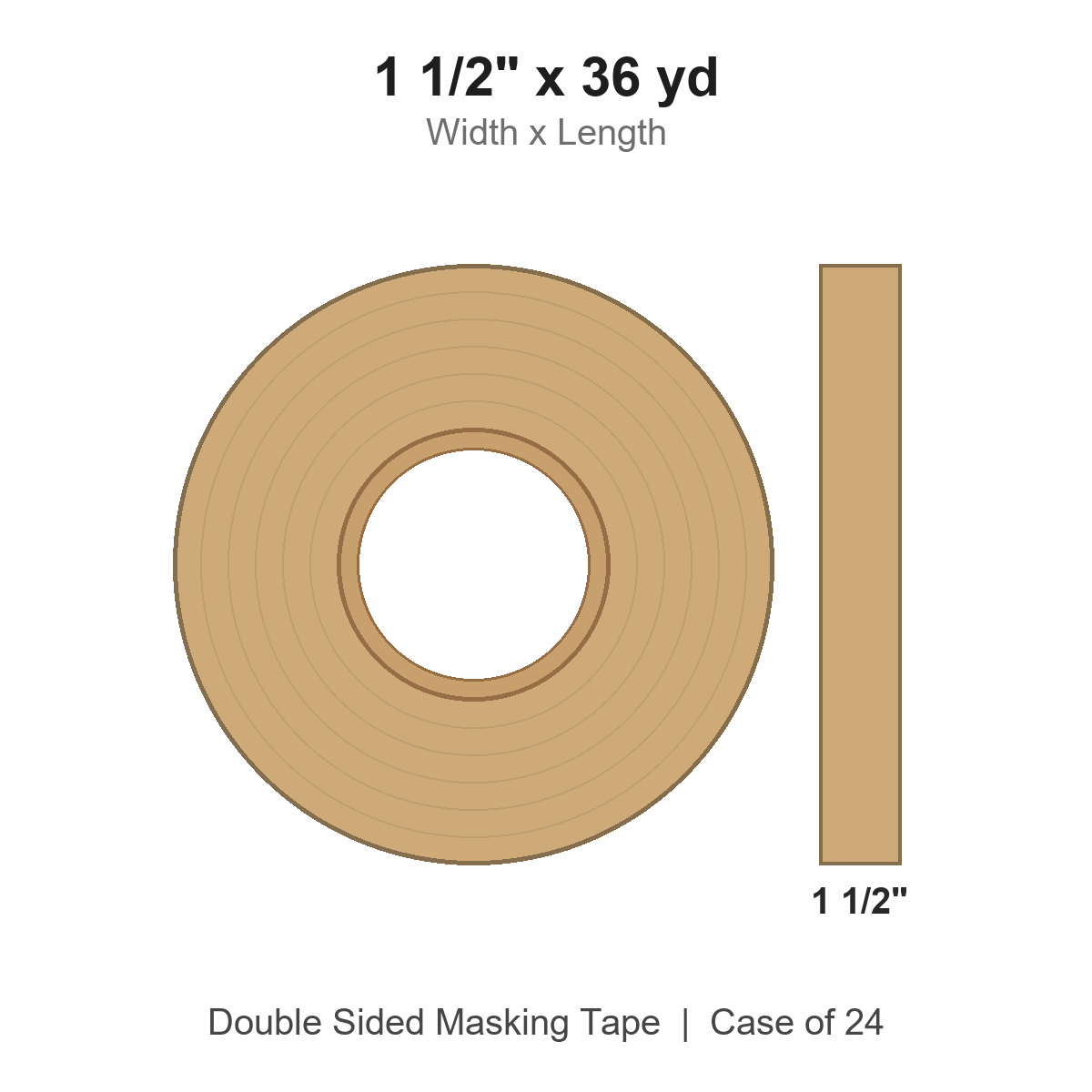 1 1/2" x 36 yd Double Sided Masking Tape
