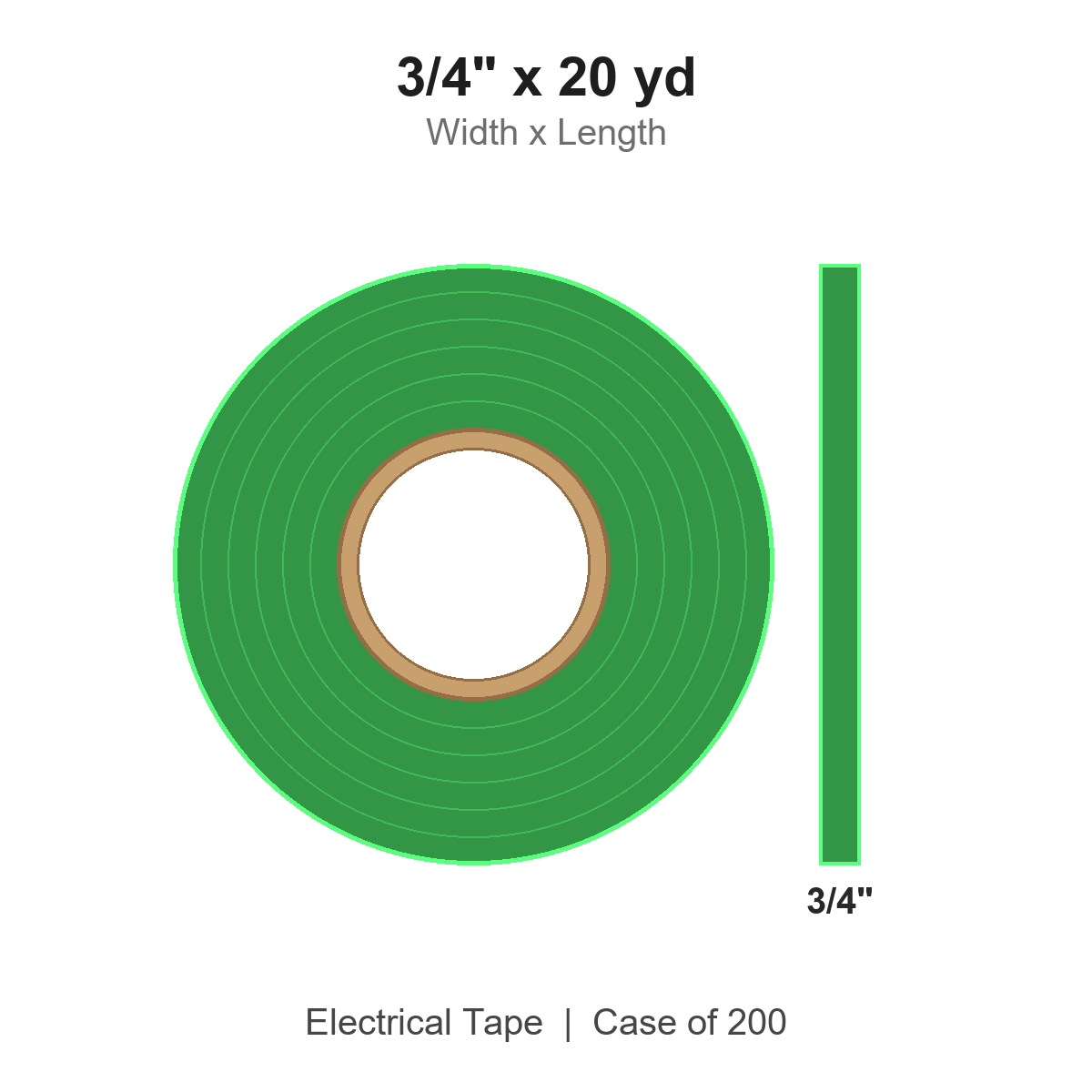 3/4" x 20 yd Green Electrical Tape