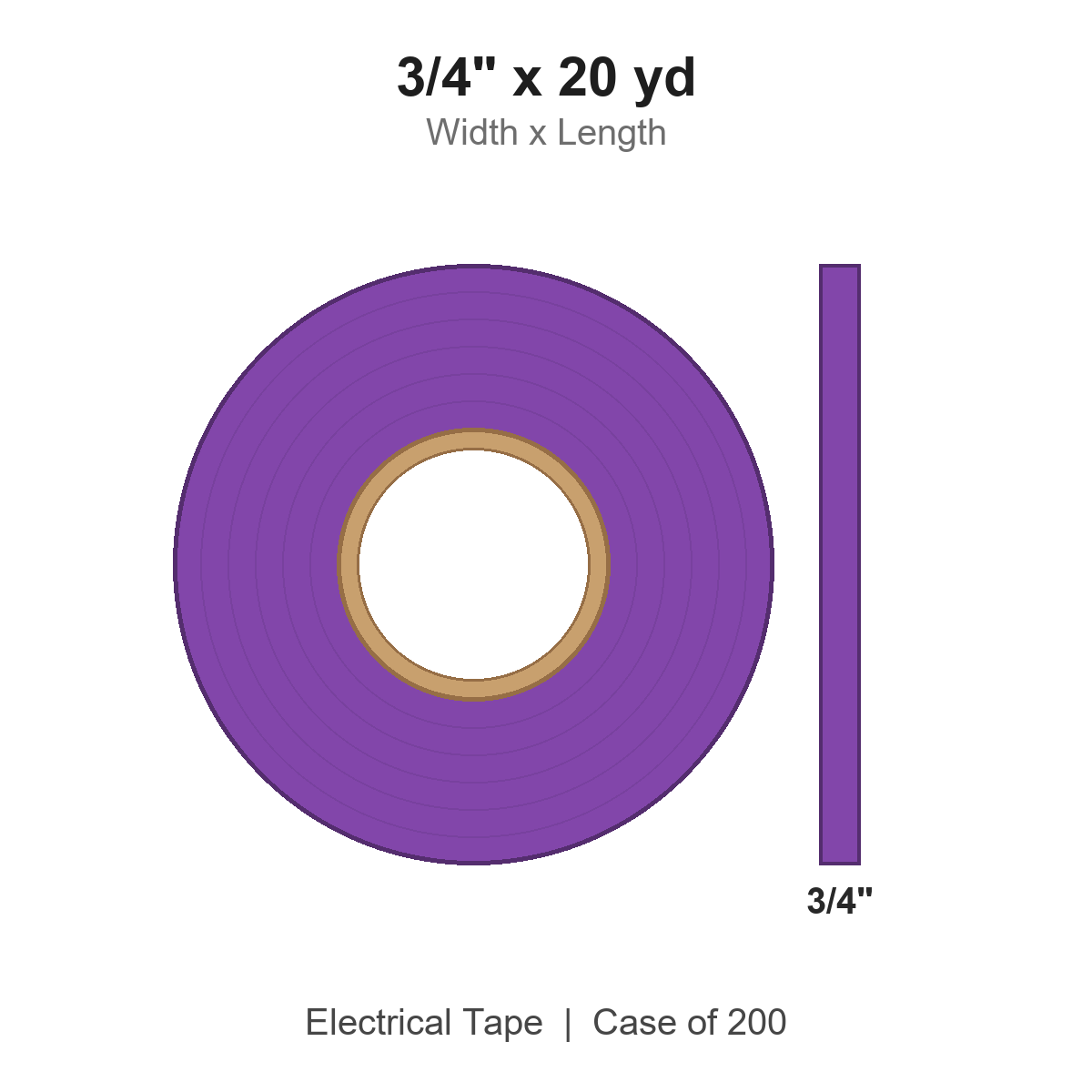 3/4" x 20 yd Purple Electrical Tape