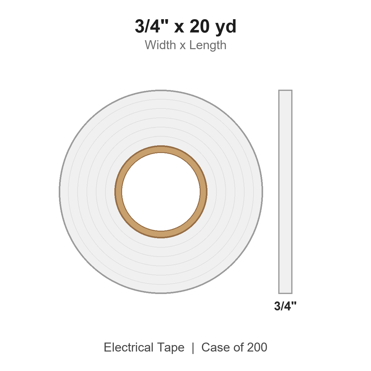 3/4" x 20 yd White Electrical Tape