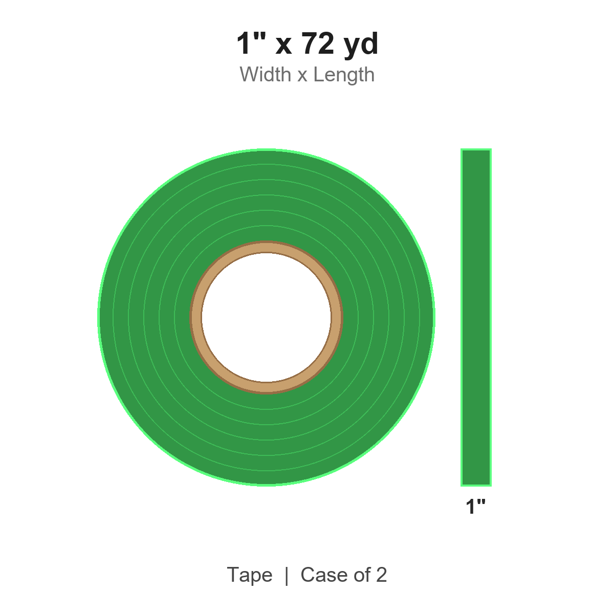 1" x 72 yd Green PET Tape