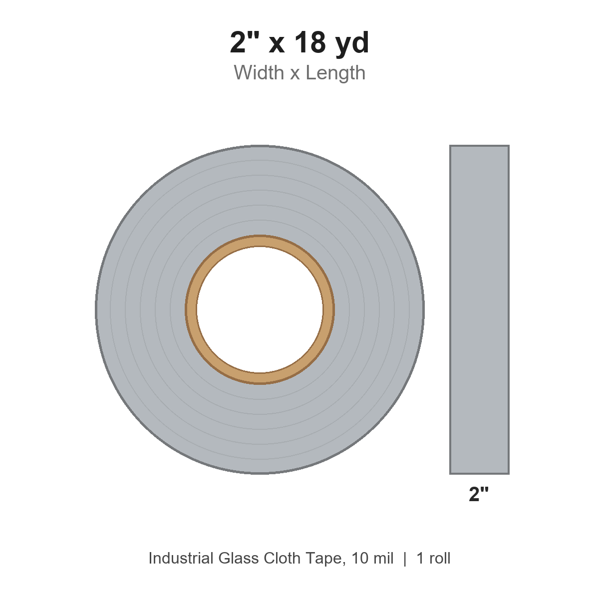 2" x 18 yd Industrial Glass Cloth Tape, 10 mil, Roll