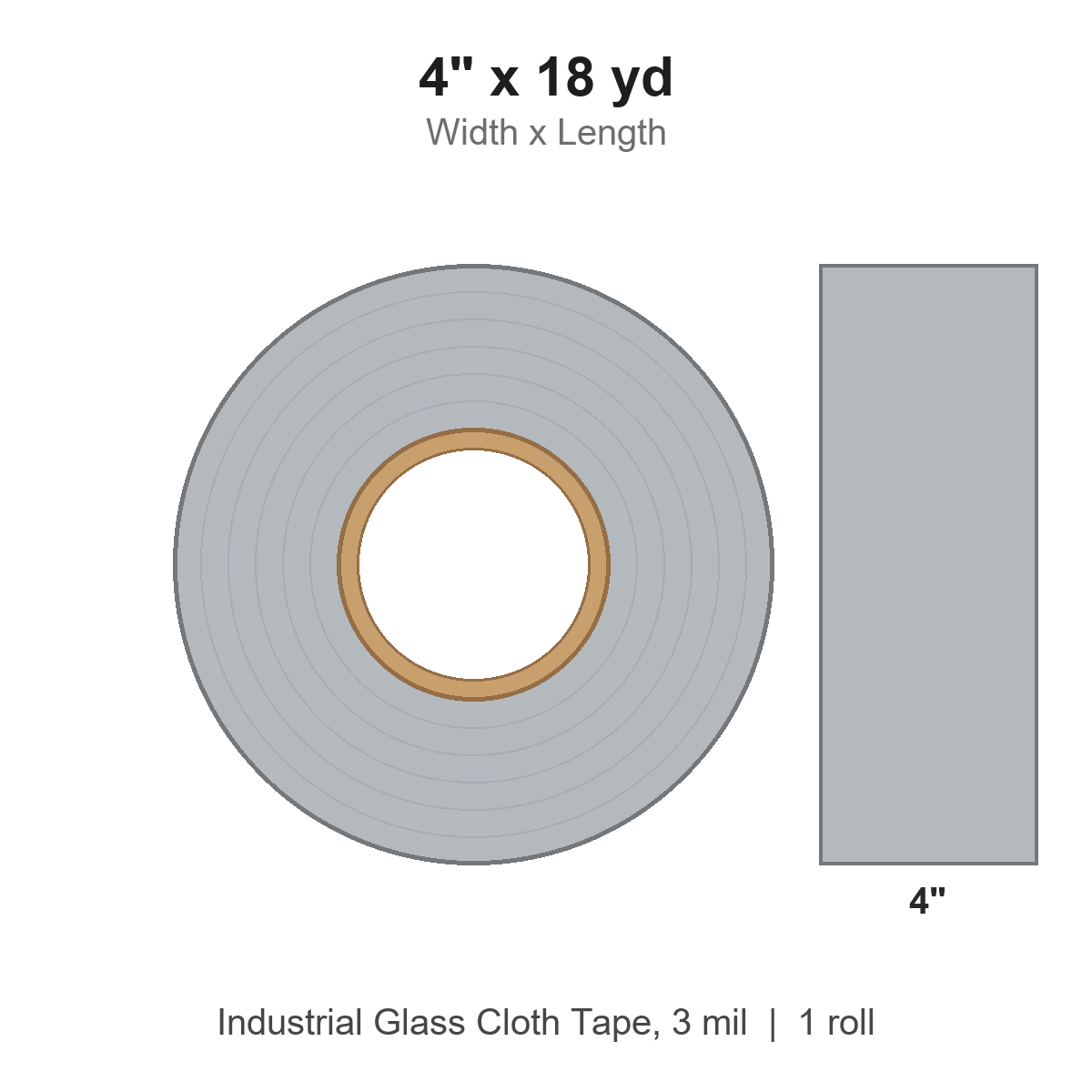 4" x 18 yd Industrial Glass Cloth Tape, 3 mil, Roll