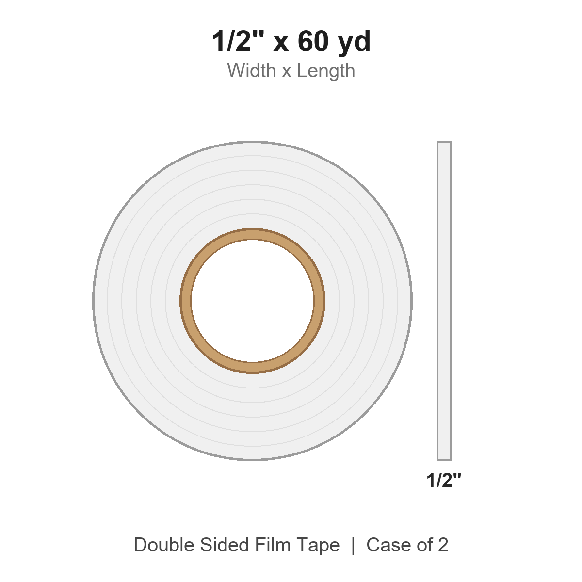1/2" x 60 yd Double Sided Film Tape