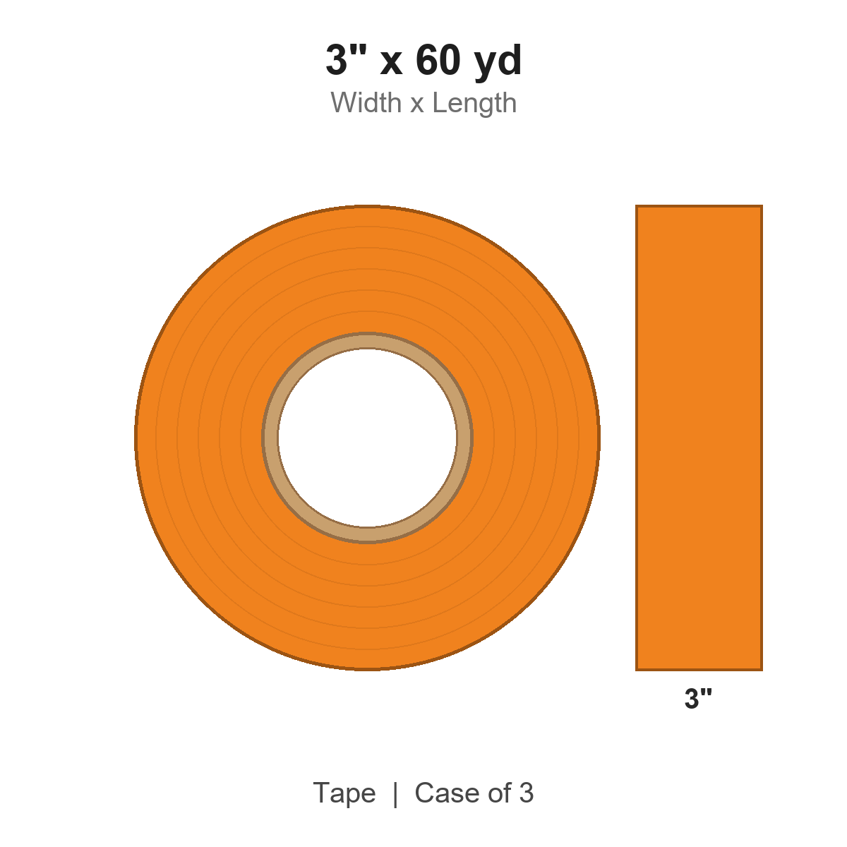 3" x 60 yd Orange Industrial Duct Tape, 10 mil