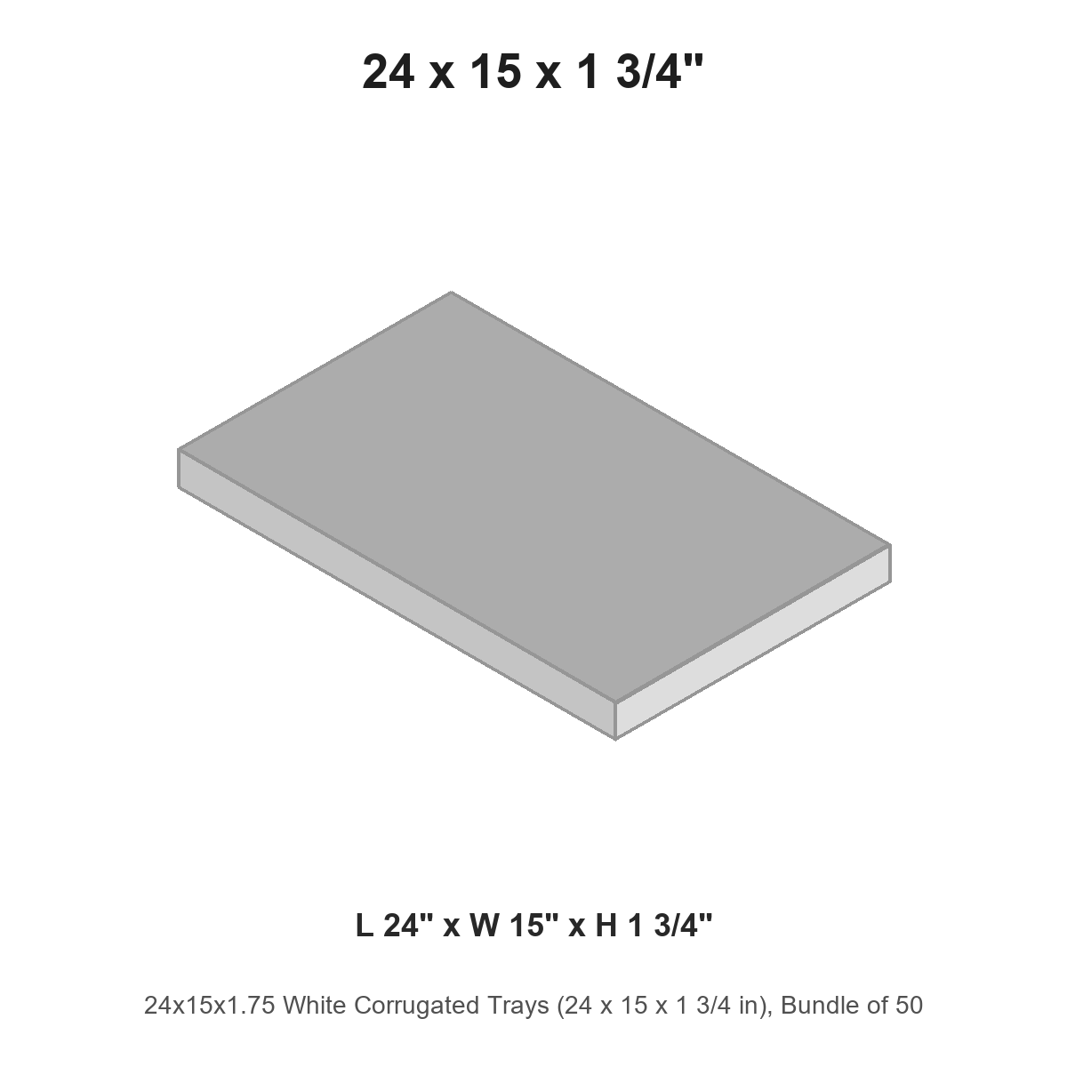 24x15x1.75 White Corrugated Trays (24 x 15 x 1 3/4 in), Bundle of 50
