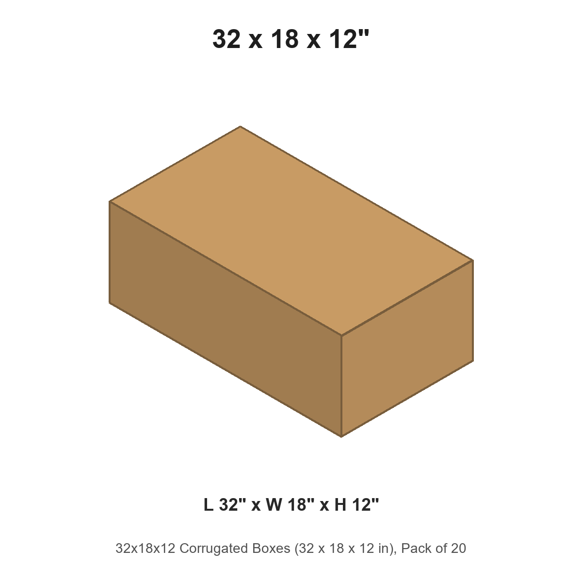 32x18x12 Corrugated Boxes (32 x 18 x 12 in), Pack of 20