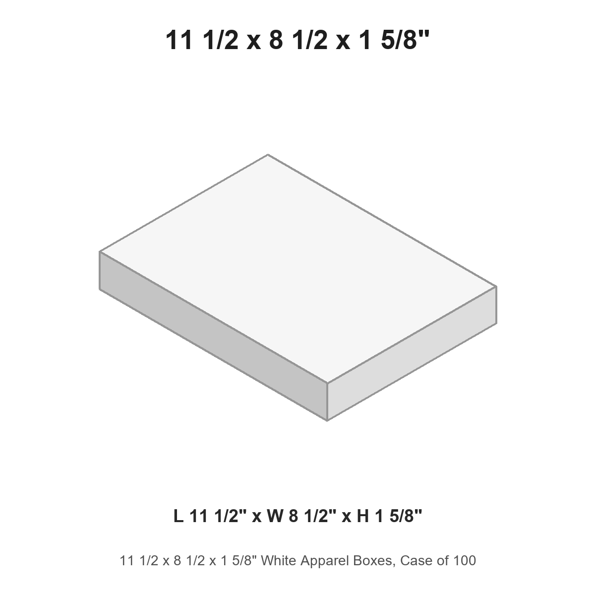 11 1/2 x 8 1/2 x 1 5/8" White Apparel Boxes, Case of 100