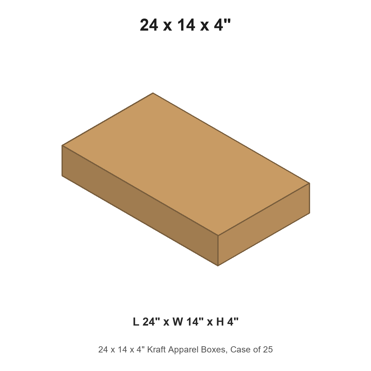 24 x 14 x 4" Kraft Apparel Boxes, Case of 25