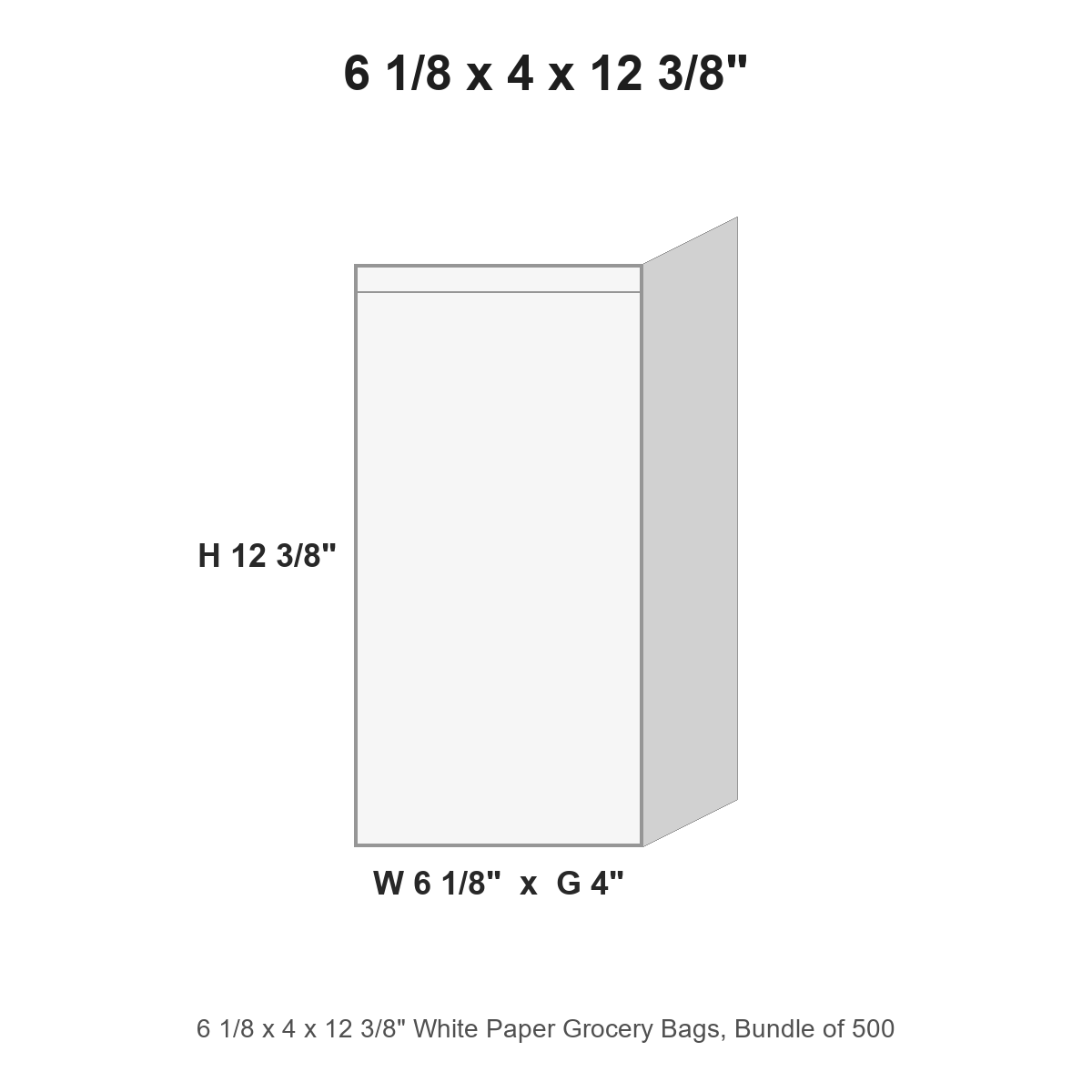 6 1/8 x 4 x 12 3/8" White Paper Grocery Bags