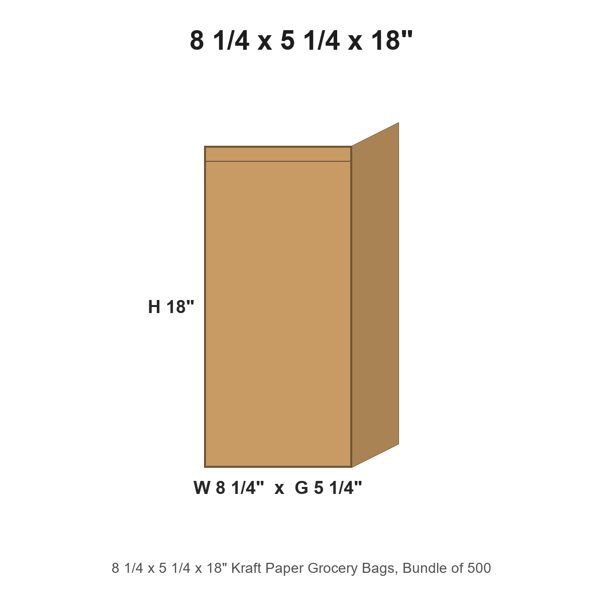 8 1/4 x 5 1/4 x 18" Kraft Paper Grocery Bags