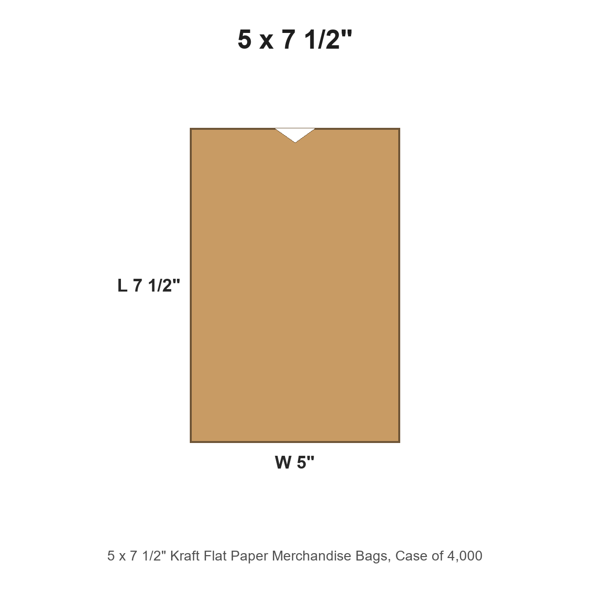 5 x 7 1/2" Kraft Flat Paper Merchandise Bags