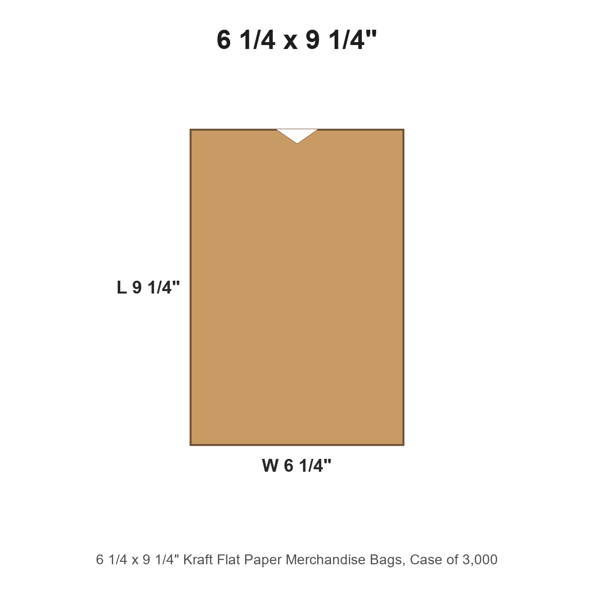 6 1/4 x 9 1/4" Kraft Flat Paper Merchandise Bags