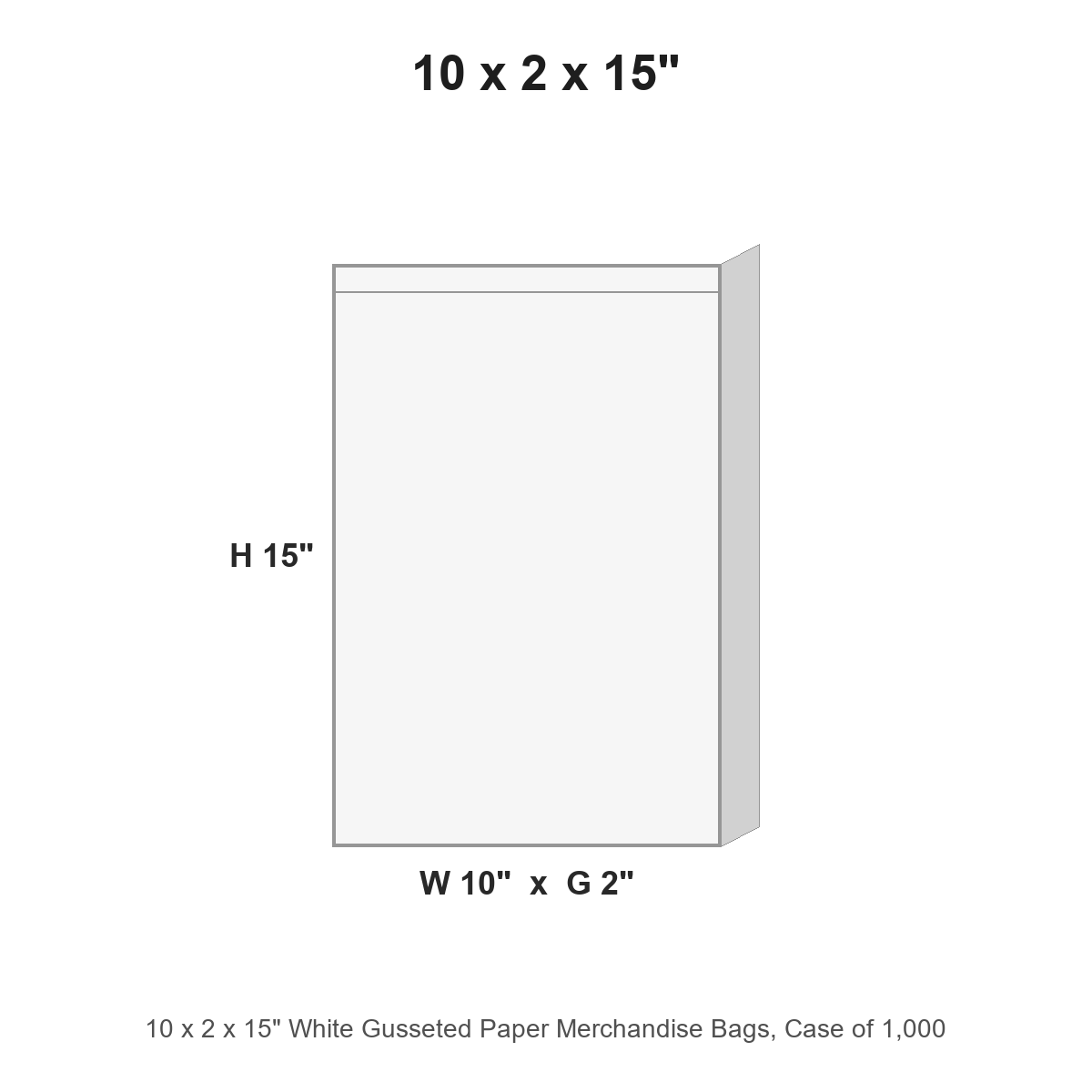 10 x 2 x 15" White Gusseted Paper Merchandise Bags