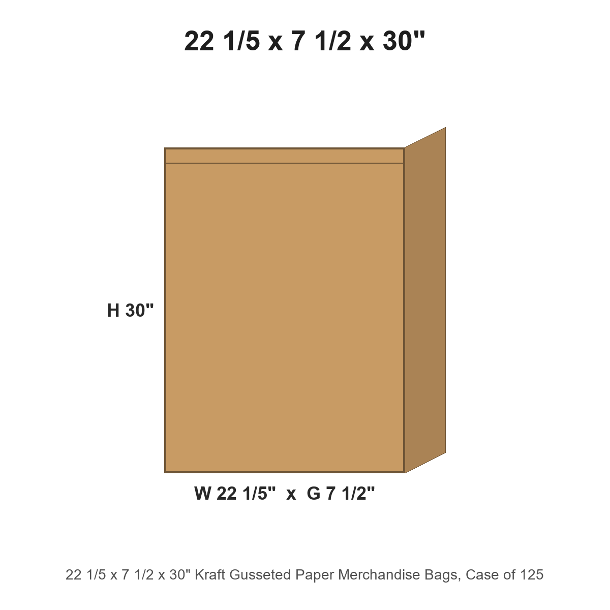 22 1/5 x 7 1/2 x 30" Kraft Gusseted Paper Merchandise Bags