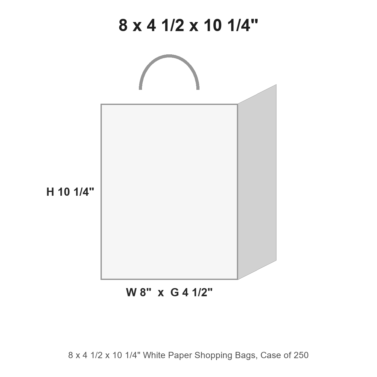 8 x 4 1/2 x 10 1/4" White Paper Shopping Bags