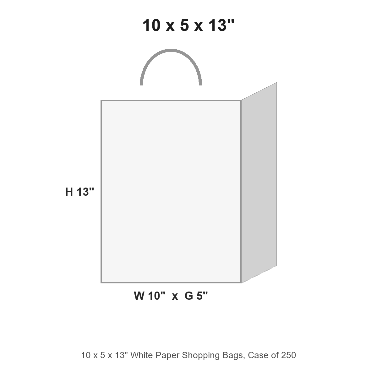 10 x 5 x 13" White Paper Shopping Bags