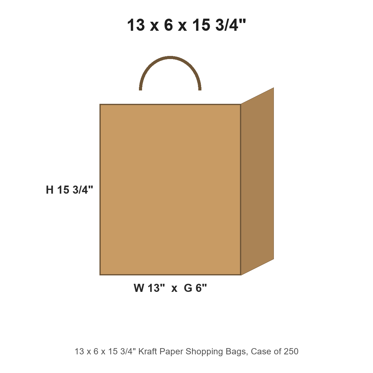 13 x 6 x 15 3/4" Kraft Paper Shopping Bags