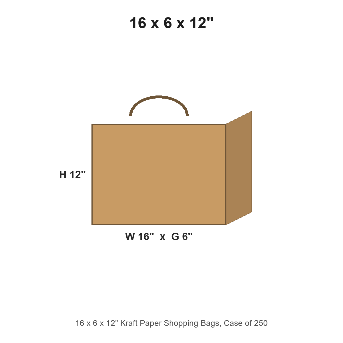 16 x 6 x 12" Kraft Paper Shopping Bags