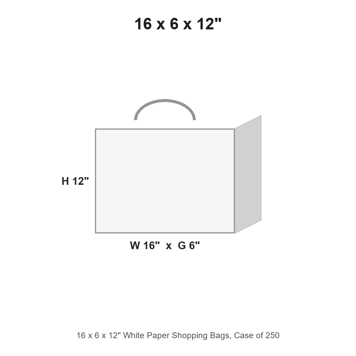 16 x 6 x 12" White Paper Shopping Bags