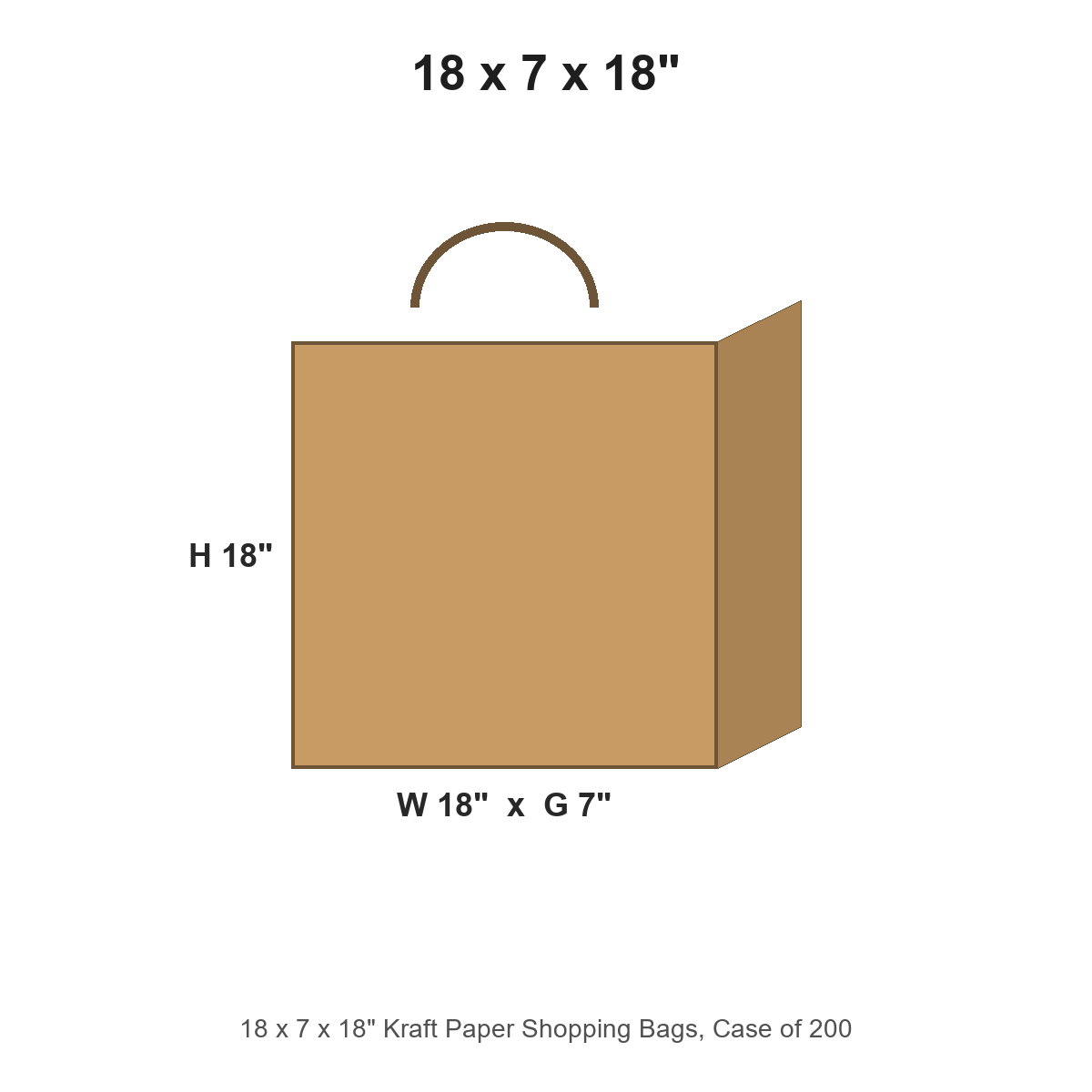 18 x 7 x 18" Kraft Paper Shopping Bags