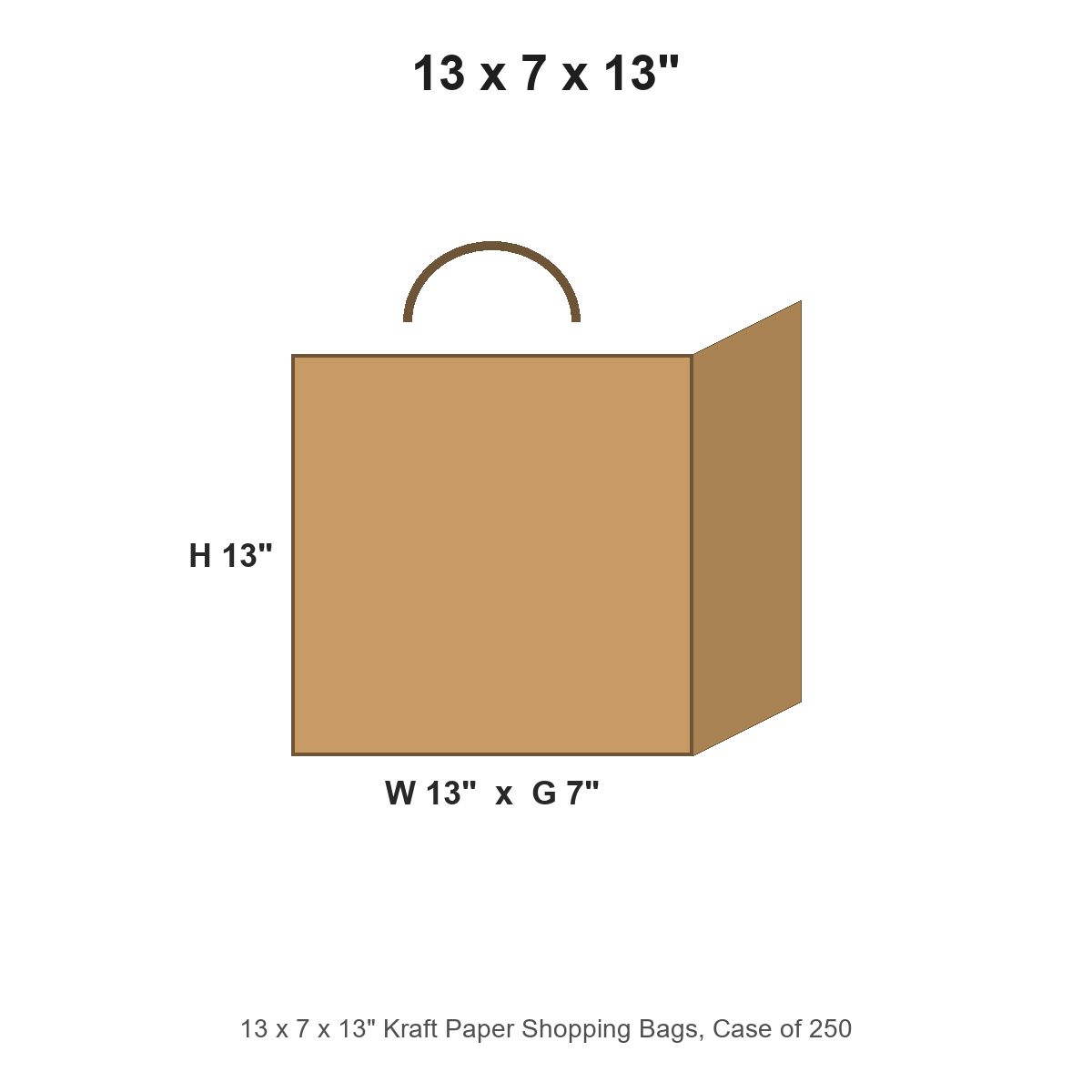 13 x 7 x 13" Kraft Paper Shopping Bags