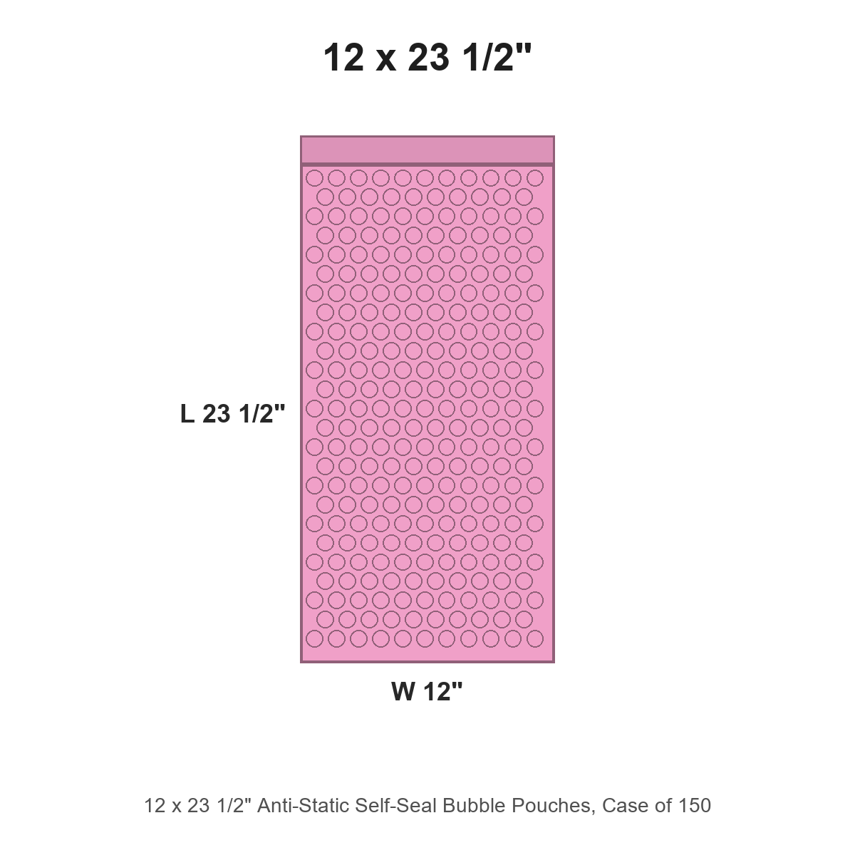 12 x 23 1/2" Anti-Static Self-Seal Bubble Pouches, Case of 150