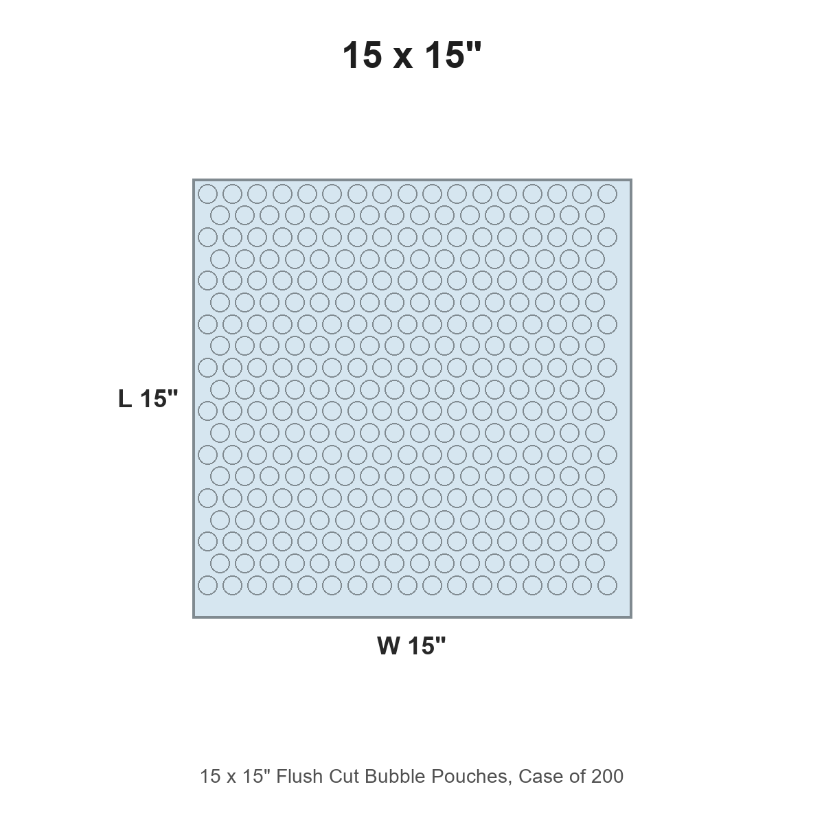 15 x 15" Flush Cut Bubble Pouches, Case of 200