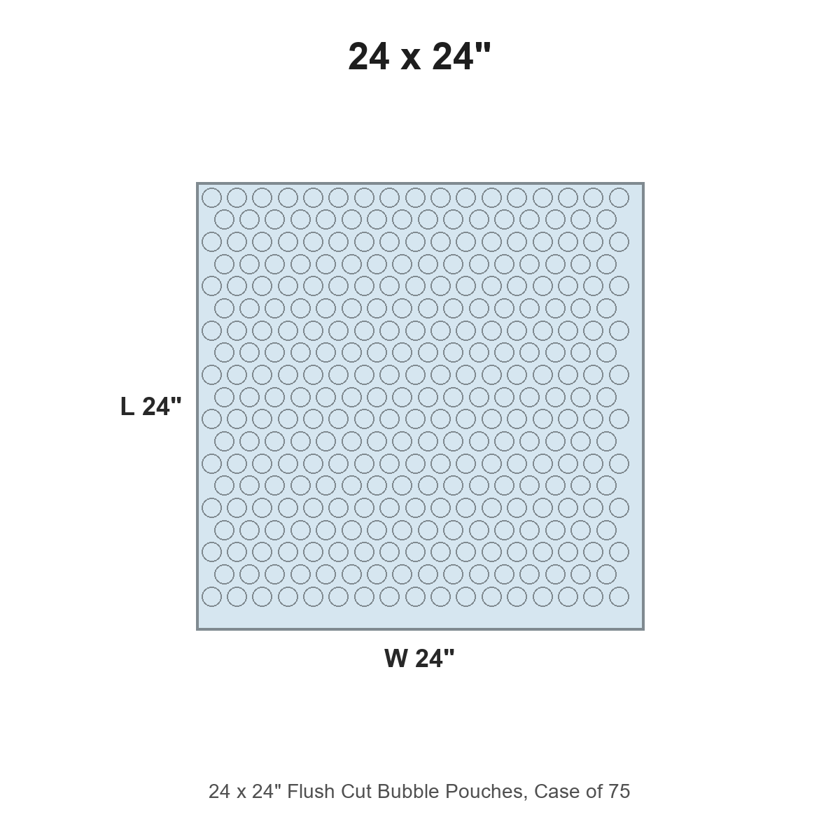 24 x 24" Flush Cut Bubble Pouches, Case of 75
