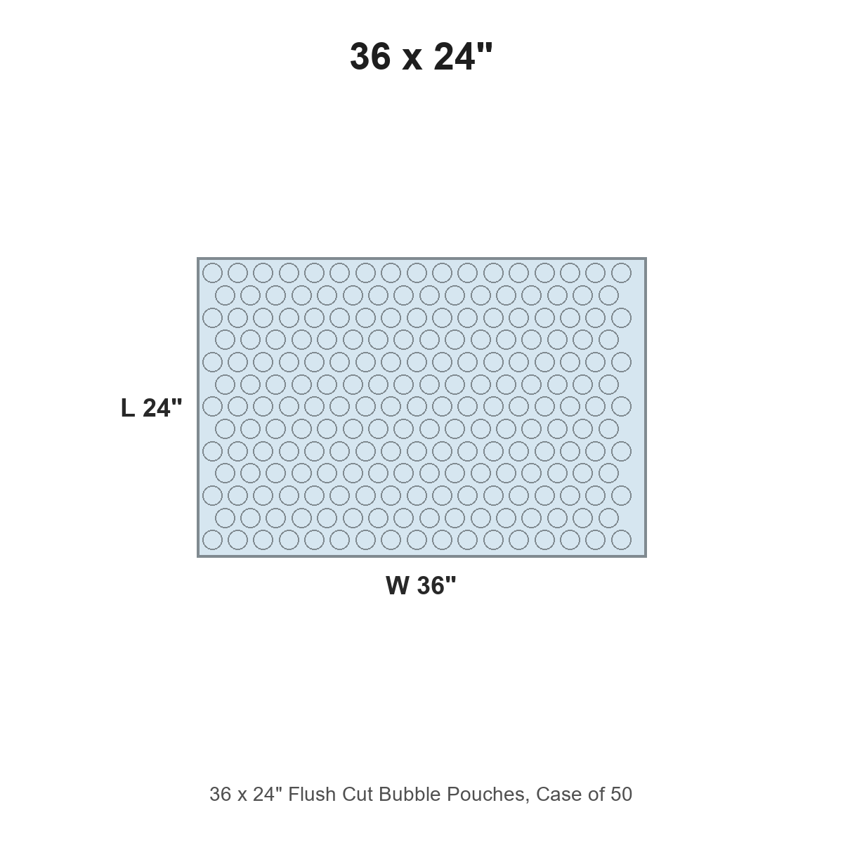 36 x 24" Flush Cut Bubble Pouches, Case of 50